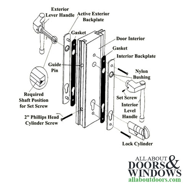 Fuhr Sliding Patio Door Handle Set, L Type, Active Contents