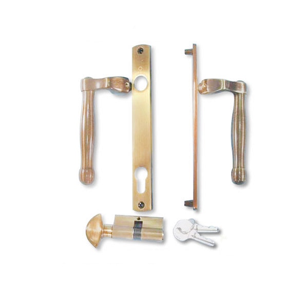 Fuhr Sliding Patio Door Handle Set, Polished Brass