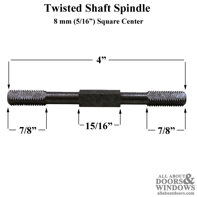 Spindle, Twisted Shaft, 8mm Square center 7mm Diamond on end