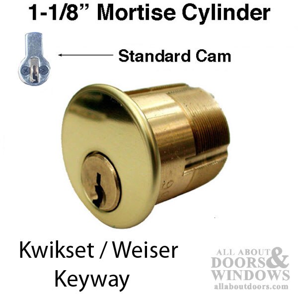 11/8 inch Mortise Cylinder, 5 Pin Kwikset Keyway Choose Color