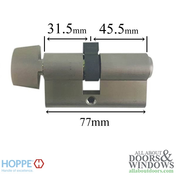 HOPPE 90° Non-Logo Keyed Profile Cylinder with D-Knob 31.5/45.5mm