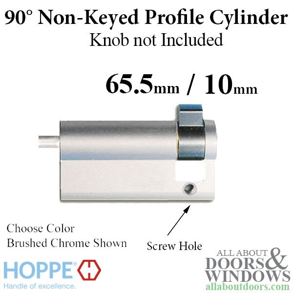 65.5/10 Hoppe Inactive 90° Non-Logo Non-Keyed Profile Cylinder Lock, No Knob