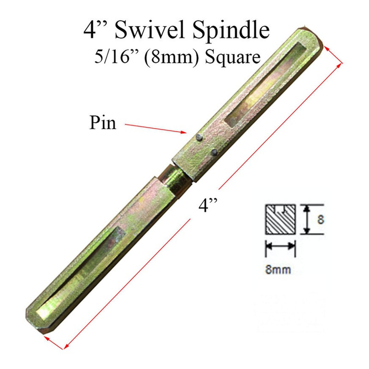 Grooved Spindle Door handle shaft | Grooved Spindle | 5/16 diameter | 8mm