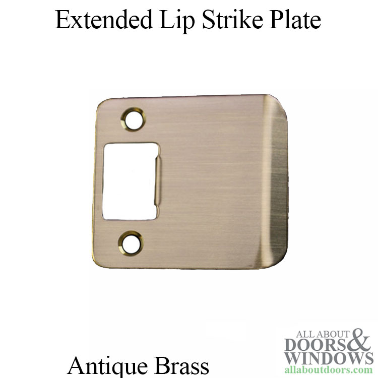 Antique Brass plated door strike plate 2 1/4" x 1 7/16" rolled lip E2232 
