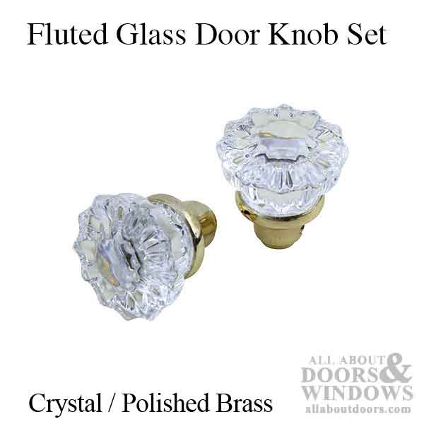 Polished Brass Glass Knob Set with Spindle