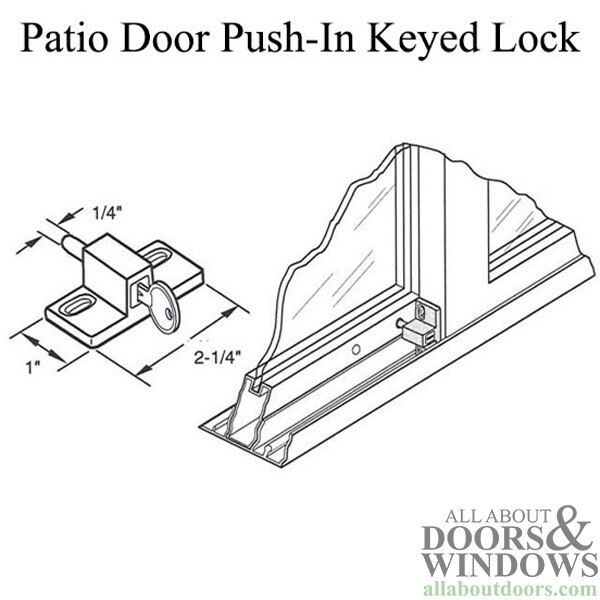 Patio Door Push-In Keyed Lock – Dimensions