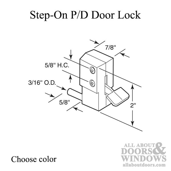 Step-on patio door lock dimensions
