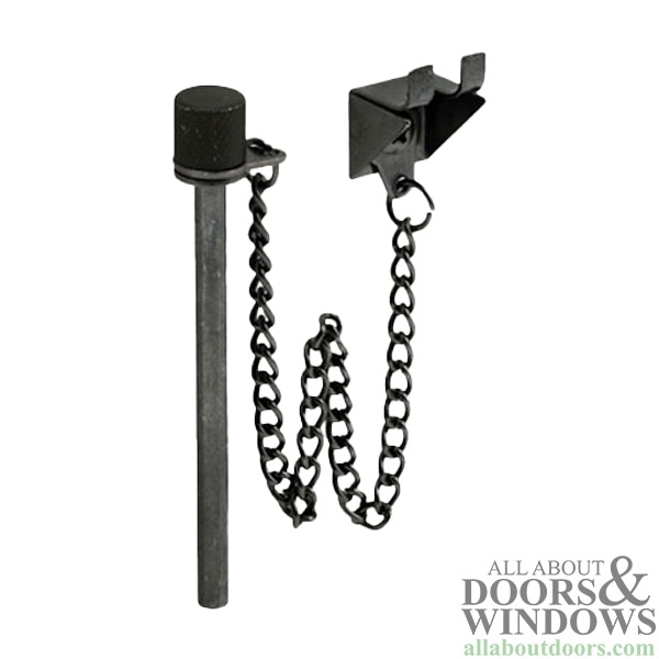 Night lock pin for sliding patio doors in black