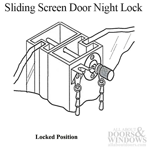Night Lock Pin for Sliding Patio Doors Installed and in the Locked Position