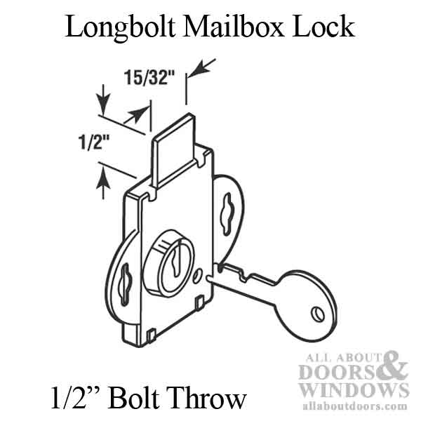 Mailbox Lock with 1/2" Long Bolt, 1625 Series | Secure Mail Lock - Dimensions