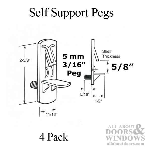 Peg Shelf Support 5mm Peg 5/8 In Shelf clear
