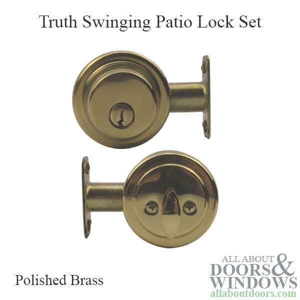 Truth Swinging Patio Door Lever Lock Set in Polished Brass