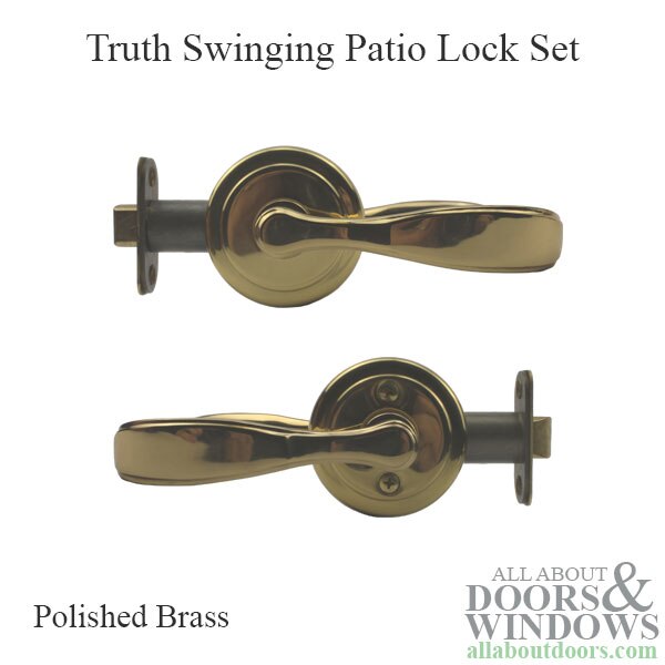 Truth Swinging Patio Door Lever Lock Set in Polished Brass