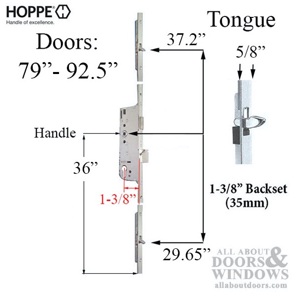 replacement kit for multipoint locks on doors fir Hoppe Fuhr Roto