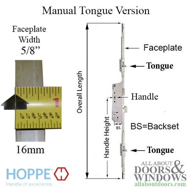 HOPPE Peachtree multipoint lock assembly with 1-3/4 inch backset