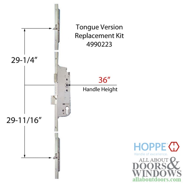 Replacement Kit for Fuhr roundbolt multipoint lock with 55mm backset