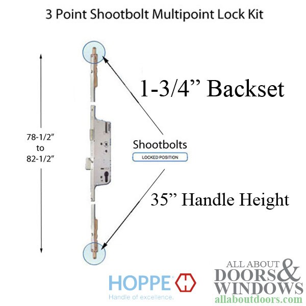 Replacement lock kit for 80-3/4 inch active shootbolt multipoint lock