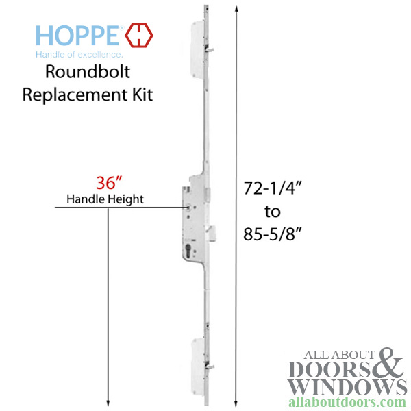 Hoppe replacement kit for discontinued 80 inch fuhr roundbolt 45mm backset