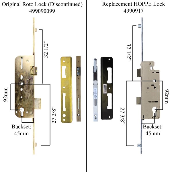 Hoppe Lock 4990917 to replace the discontinued Roto Lock 499090099