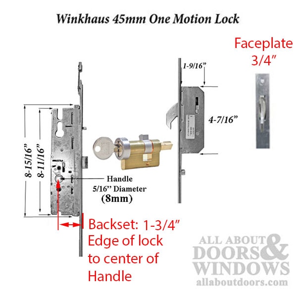 Winkhaus 20mm OML 45/92 Hook Lock System for Double Doors - 76-1/4" Height