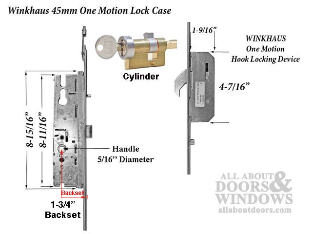 20mm Winkhaus OML 45/92 Key Above Handle, 2 Hook Lock (Discontinued)