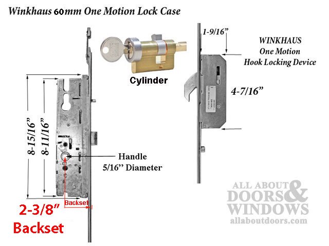 20mm Winkhaus OML 6092 Key Above Handle, 2 Hook Lock (Discontinued)