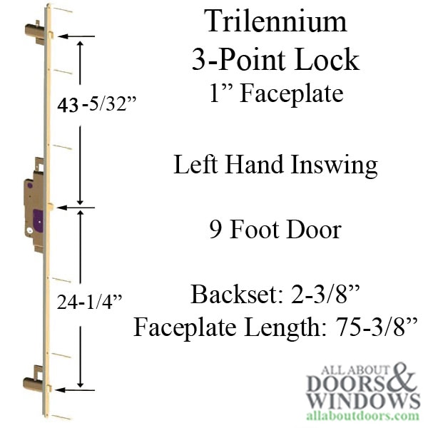 Trilennium 3000 Series Multipoint Lock, 9-0 Left Hand Inswing - Available in Multiple Finishes