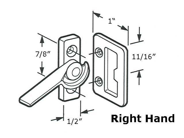 Window Latch - RH Dimensions