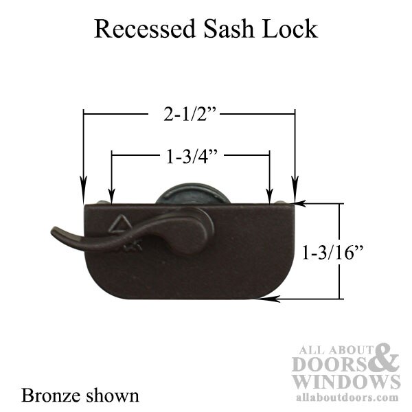 Recessed Sash Lock, Right Hand, 13/4" Choose Color