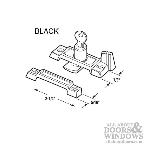 Keyed Sash/Cam Lock Dimensions