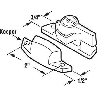 Keyed Sash/Cam Lock Dimensions