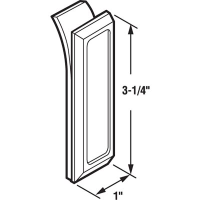Pass-Thru Finger Pull - Vinyl Window Tilt Latch Hardware, Plastic - Dimensions