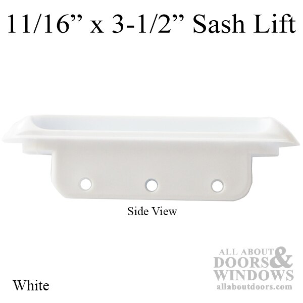 Recessed Plastic Sash Lift, 11/16 x 3-1/2 Inches, 3 Holes - Side View