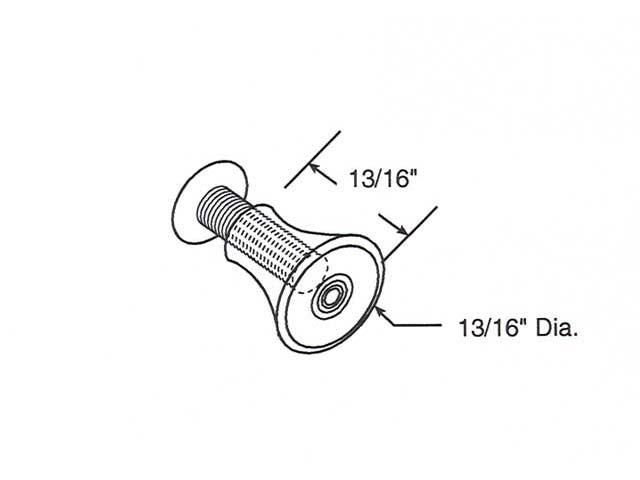 Acrylic Knob - Vinyl Window Tilt Latch Hardware, Acrylic - Dimensions