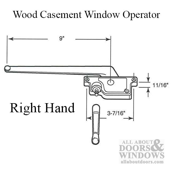 Right-Hand Casement Operator – 9 Inch Arm 