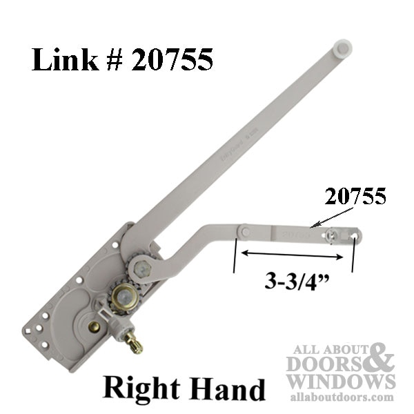 right hand beige casement operator with 3-3/4 inch short arm with stamped number 20755