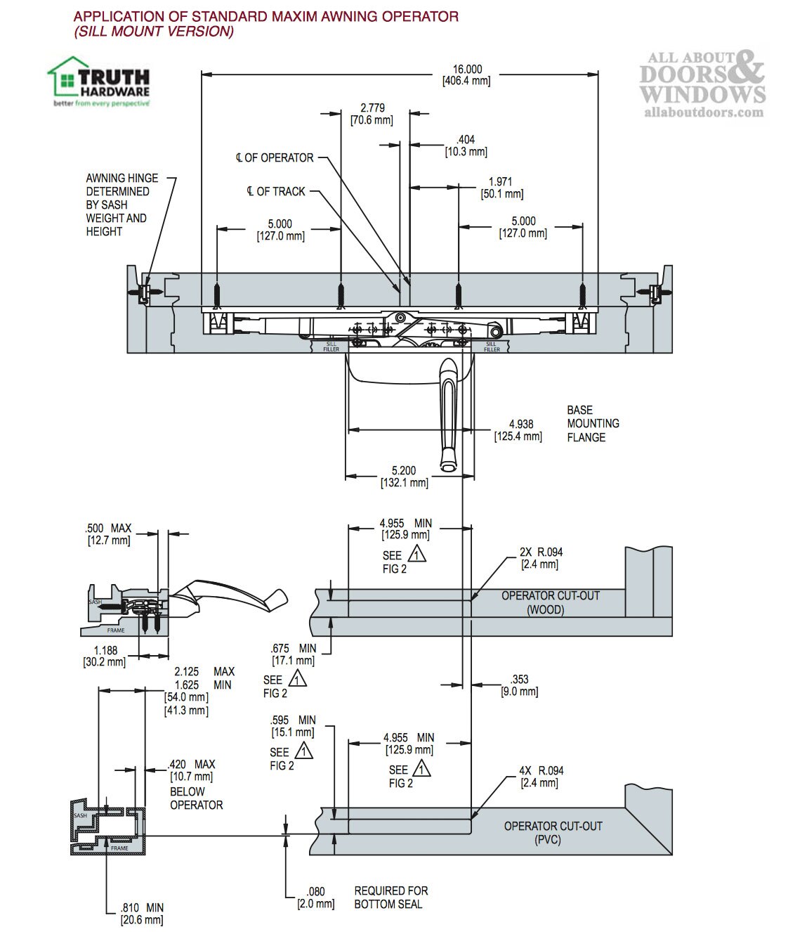 Truth 51.00.xx Maxim Awning Operator | Sill Mounted | E-Gard