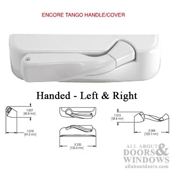 Truth 12614 Tango Folding Handle with Cover for Encore Operator, Right Hand - Dimensions