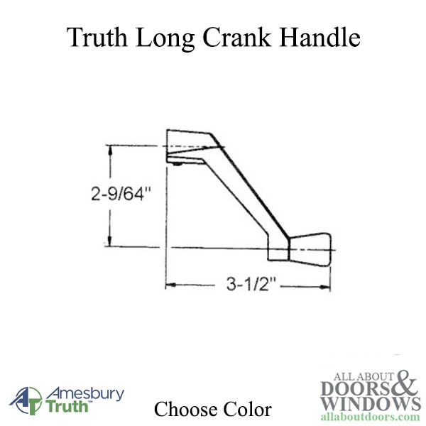 Amesbury Truth Long Length Crank Handle 11/32 Spline Diameter - Dimensions