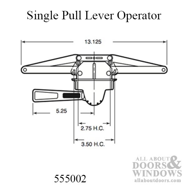 Truth Operator, Single Pull Lever, 13-1/8 inch - Longer F-Plate Dimensions