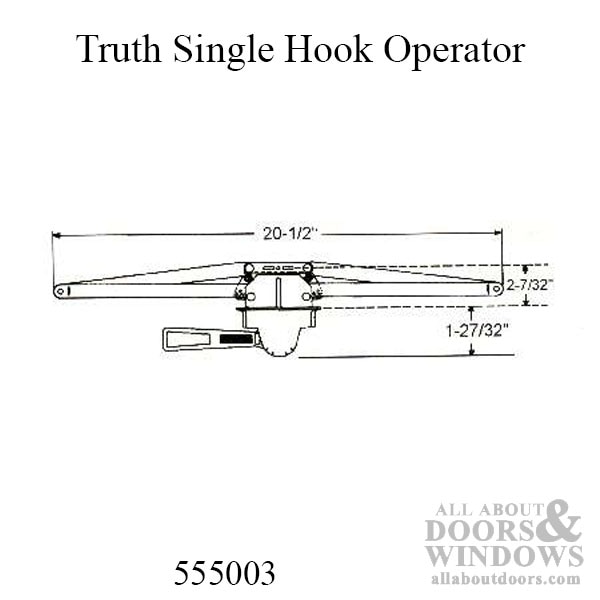 Truth Operator, Pull Lever, Single Hook, 20-1/2 inch Dimensions
