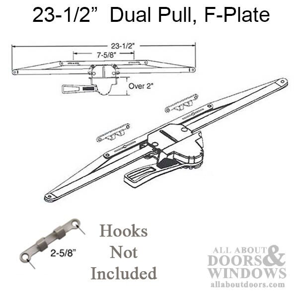 Operator, Dual Hook, Lever, 23-1/4” - Longer ‘F’ Plate