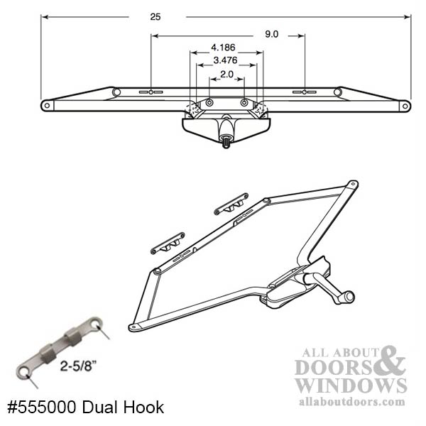 Truth Operator, Roto Crank, 25 inch Dual Arm, Scissor Type, Double Hook