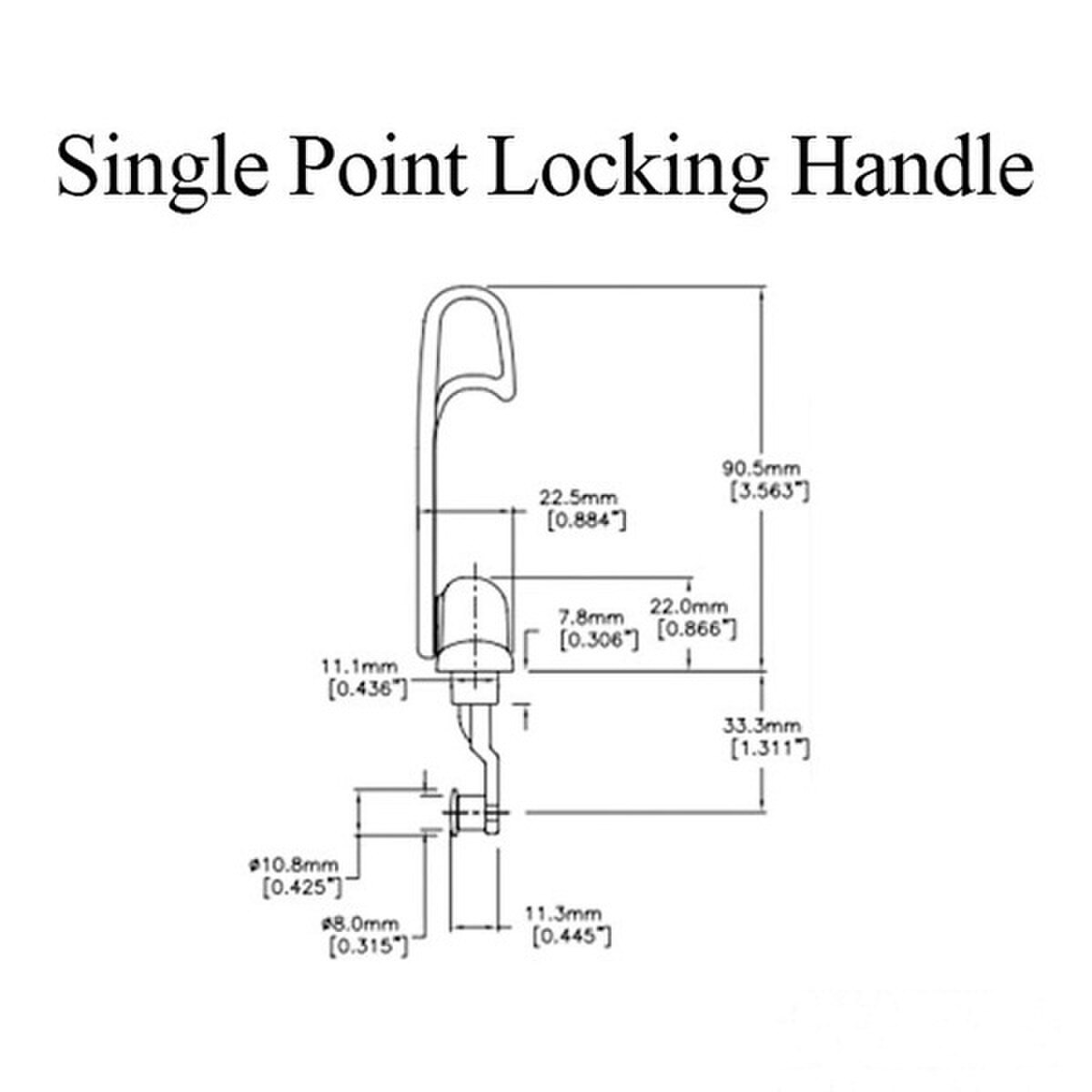 Single Point Locking Handle, Bend Straight Pin, 33mm, Non-Handed - G2 White
