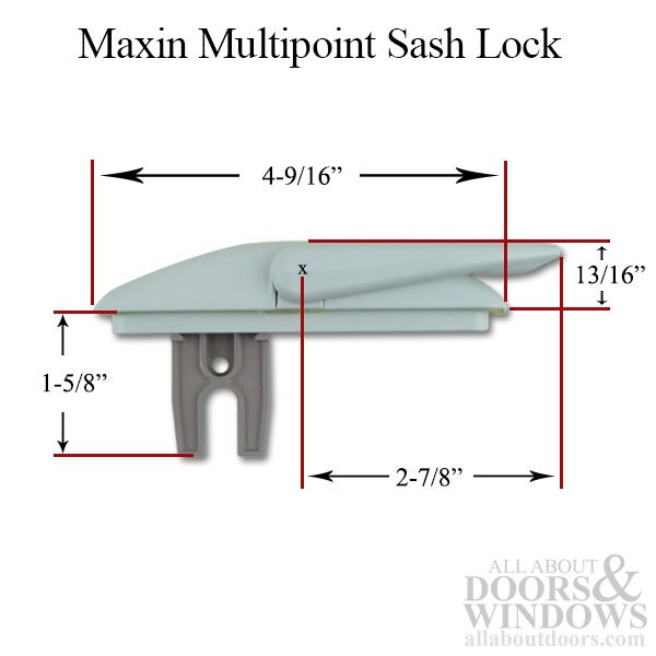 Dimensions – Maxim 1-5/8 Inch Sash Lock – Coppertone