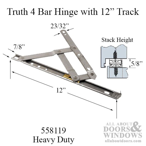 4 Bar Commercial Window Hinge, 7/8 x 12 in. Heavy Duty Window Track