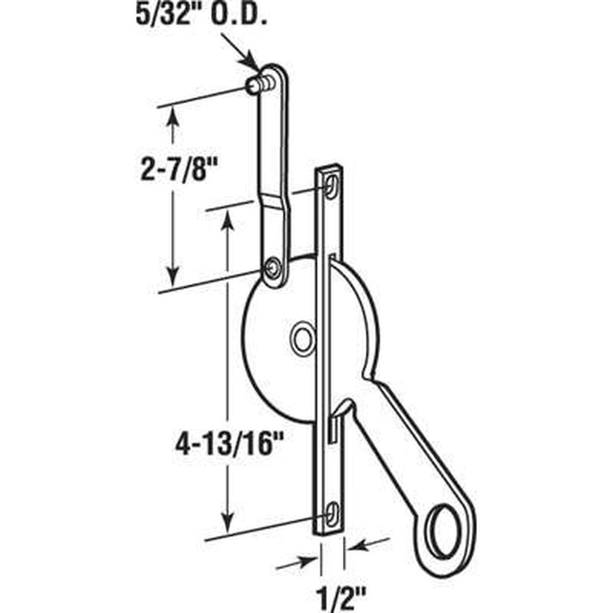 Jalousie/ Louver Window Operator, Lever, Universal, 4-13/16 inch
