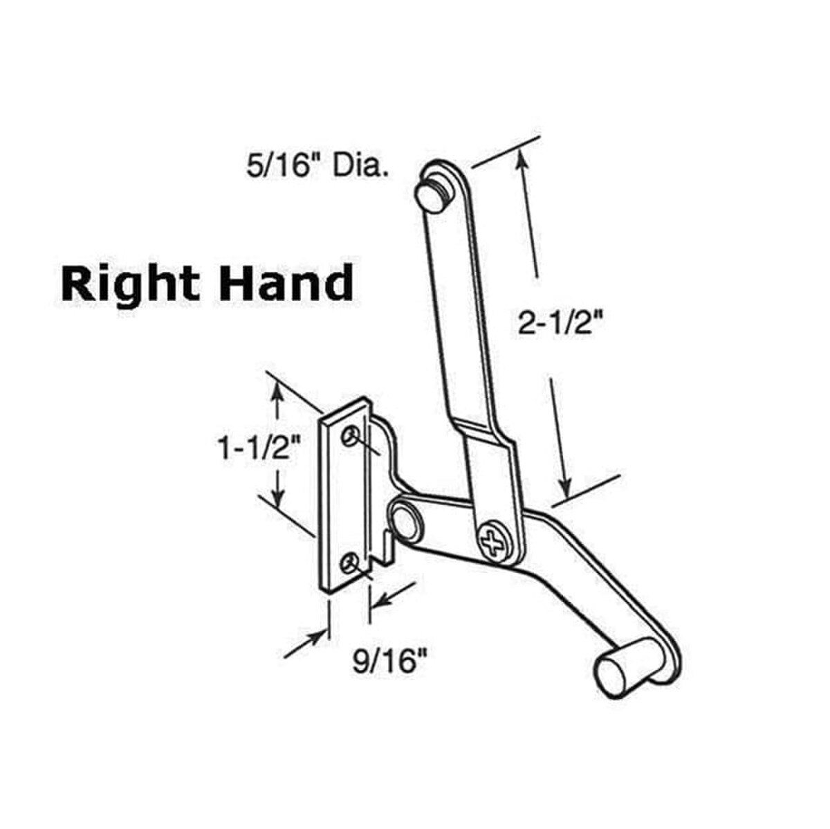 jalousie Window Operator, Lever, 2-1/2 Link, Alum - Right