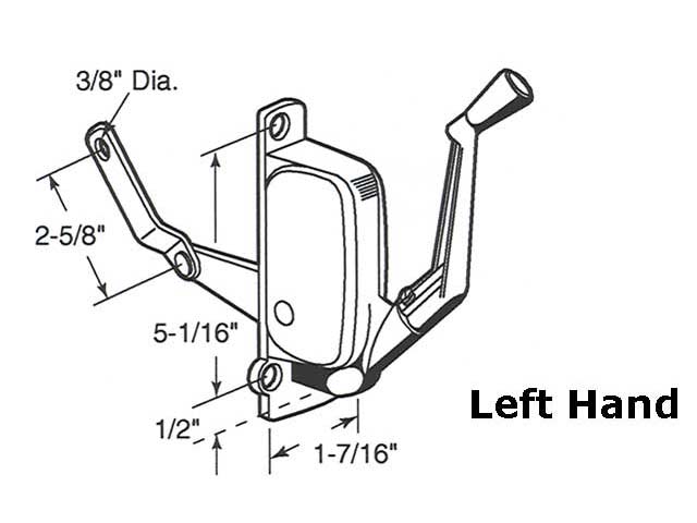 Andersen Left Awning Operator Dimensions
