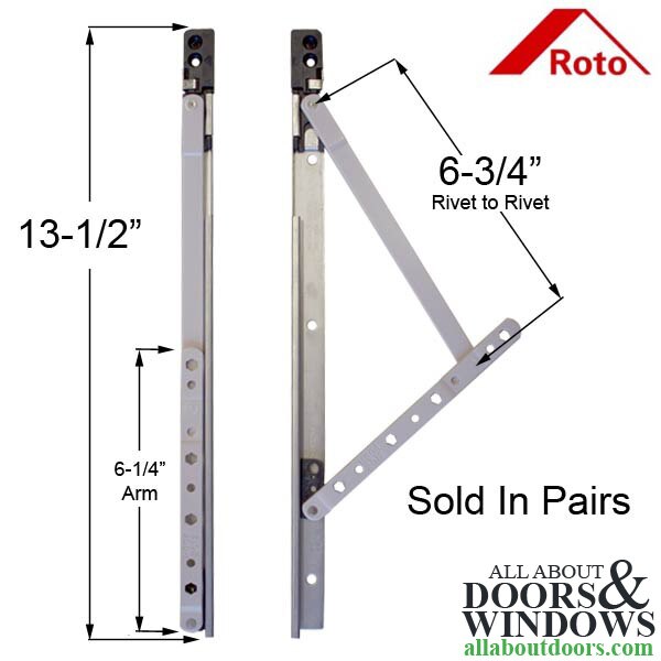 Roto Hinge Arm Assembly - Dimensions